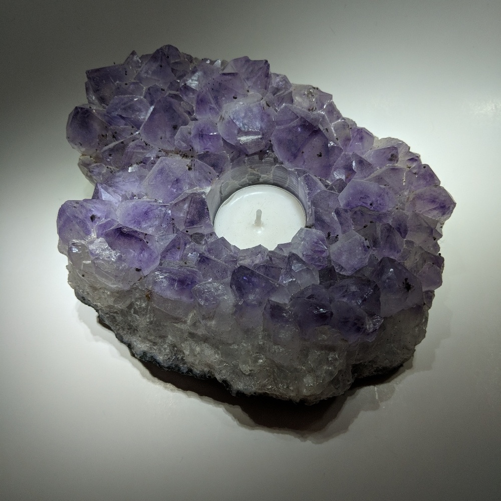 HUGE amethyst candle holder